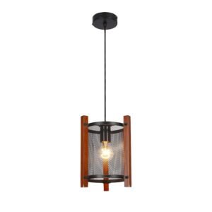 LAMPARA COLGANTE E27 METAL/MADERA