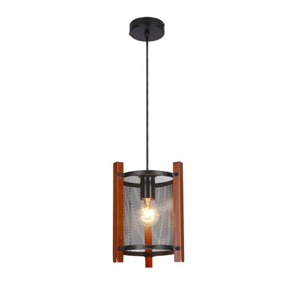 LAMPARA COLGANTE E27 METAL/MADERA