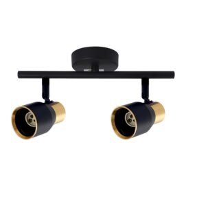 FOCO SOBREPUESTO NEGRO DORADO BATRO PORTA GU10 DOBLE