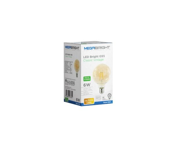 Ampolleta LED  G95 Yellow Glass E27 6W VINTAGE